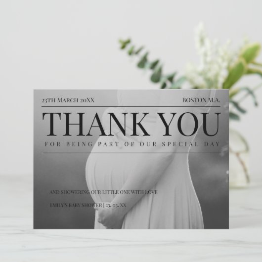 Uniek Magazine Foto Baby shower Bedankkaart (Staand voorkant)