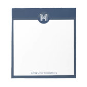 Uniek marineblauw geometrisch modern monogram notitieblok (Voorkant)