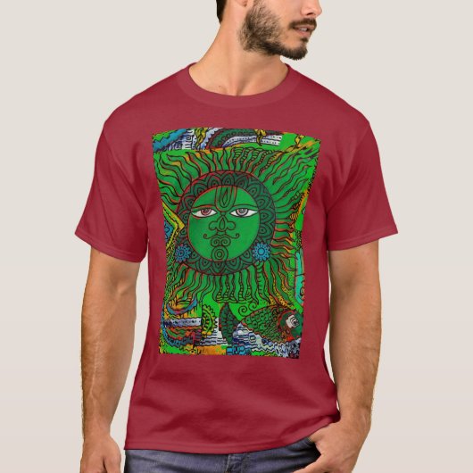 Uniek Mayaans dotemmaskermotief T-shirt (Voorkant)