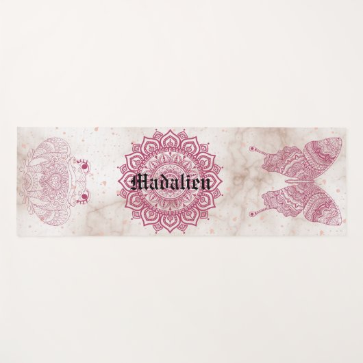 Uniek megameditatiepatroon Mandala Monogram Yogamat (Voorkant (horizontaal))