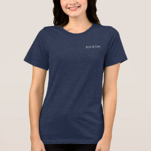 Uniek merklogo Navy Tri-Blend T-shirt voor dagelij