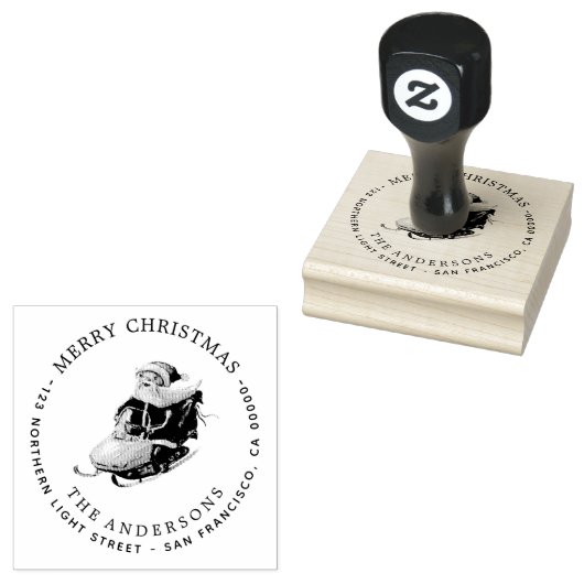 Uniek Merry Christmas Family Retouradres Rubberstempel (Gestempeld)