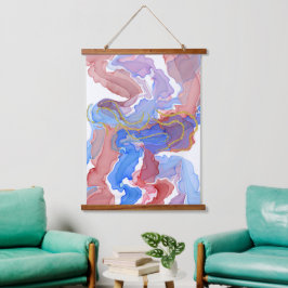 Uniek met hout bekleed wandtapijt hangend wandkleed