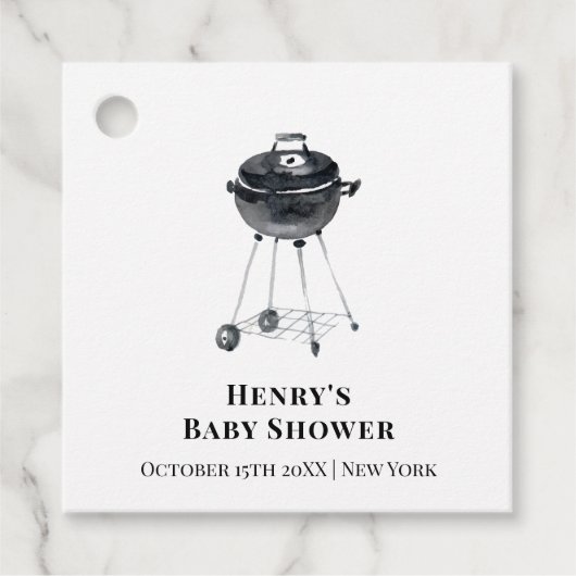 Uniek minimalistisch BBQ Grill Baby shower Bedankjes Labels (Voorkant)
