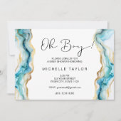 Uniek Modern Blue Oh Boy baby shower Kaart (Voorkant)