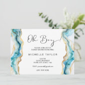 Uniek Modern Blue Oh Boy baby shower Kaart (Staand voorkant)