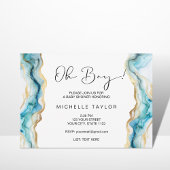 Uniek Modern Blue Oh Boy baby shower Kaart