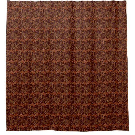 Uniek modern Gold- en Bronze Paisley-patroon Douchegordijn (Voorkant)