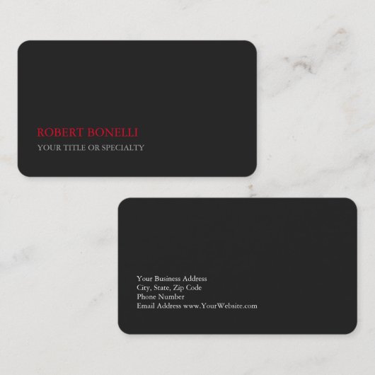 Uniek modern, grijs rood stijlvol visitekaartje (Voorkant / Achterkant)