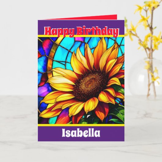 Uniek modern groot elegant zonnebloem Collectie Kaart (Gele Bloem)