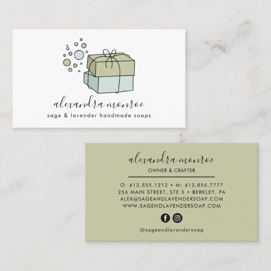 Uniek modern, handgemaakt Visitekaartje voor soepe (Voorkant / Achterkant)