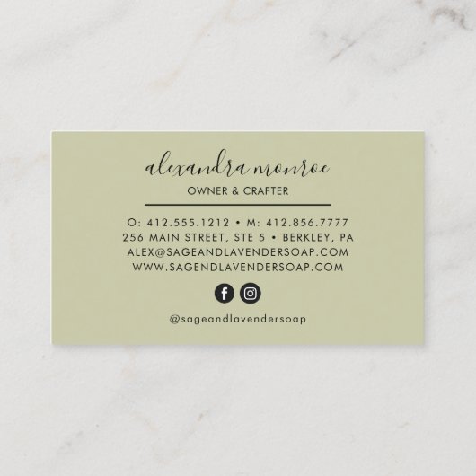 Uniek modern, handgemaakt Visitekaartje voor soepe (Achterkant)