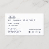 Uniek Modern Home Logo II Marine Linnen Vastgoed Visitekaartje (Achterkant)