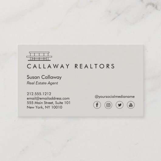 Uniek Modern Home Logo II op grijs vastgoed Visitekaartje (Achterkant)