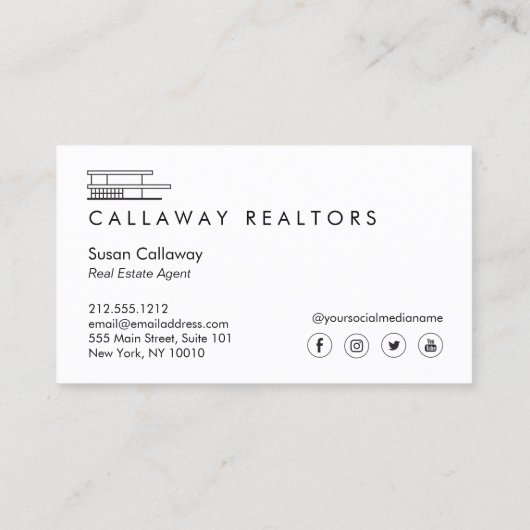 Uniek Modern Home Logo op donkergrijs onroerend go Visitekaartje (Achterkant)