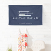 Uniek Modern Home Logo op Navy Real Estate Spandoek (Insitu)