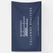 Uniek Modern Home Logo op Navy Real Estate Spandoek (Verticaal)
