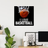 Uniek Modern Ik hou van basketbal Poster (Thuiskantoor)