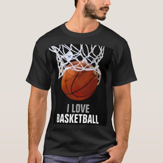 Uniek Modern Ik hou van basketbal T-shirt (Voorkant)