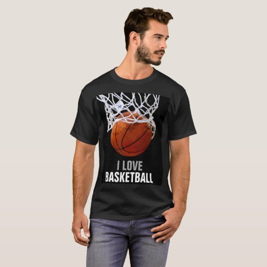 Uniek Modern Ik hou van basketbal T-shirt (Voorkant volledig)