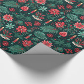 Uniek modern Kerstmis bloemmotief Cadeaupapier (Hoek)