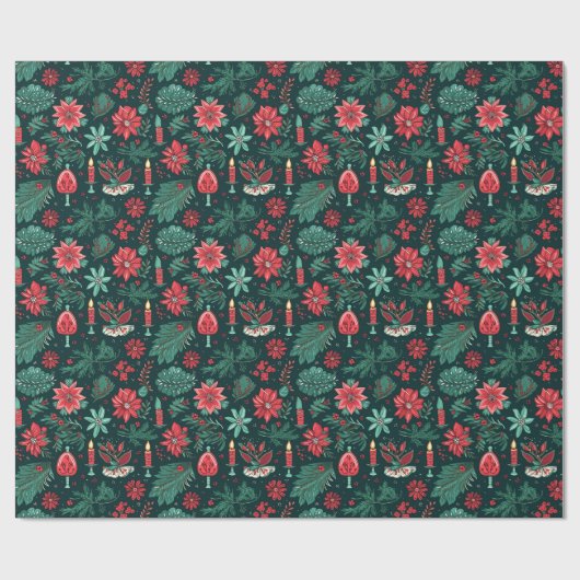 Uniek modern Kerstmis bloemmotief Cadeaupapier (Vlak)