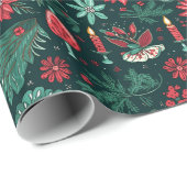 Uniek modern Kerstmis bloemmotief Cadeaupapier (Rol Hoek)