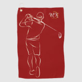 Uniek modern Mannen ontwerp - rood aangepast monog Golfhanddoek (Voorkant)