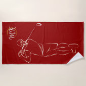 Uniek modern Mannen ontwerp - rood aangepast monog Strandlaken (Voorkant)