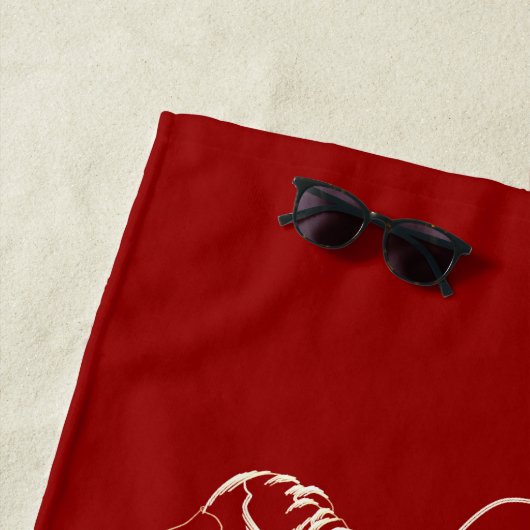 Uniek modern Mannen ontwerp - rood aangepast monog Strandlaken (In situ)