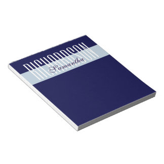 Uniek modern marineblauw geometrisch schrift notitieblok