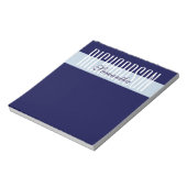 Uniek modern marineblauw geometrisch schrift notitieblok (Linkerzijde)