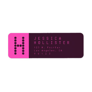 Uniek Modern Roze & Diep Paarse Retouradres Etiket
