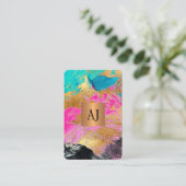 Uniek modern schilderij goud monogrammed visitekaartje (Staand voorkant)
