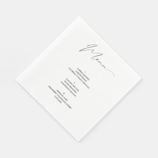 Uniek modern script bruiloft menu servet (Hoek)