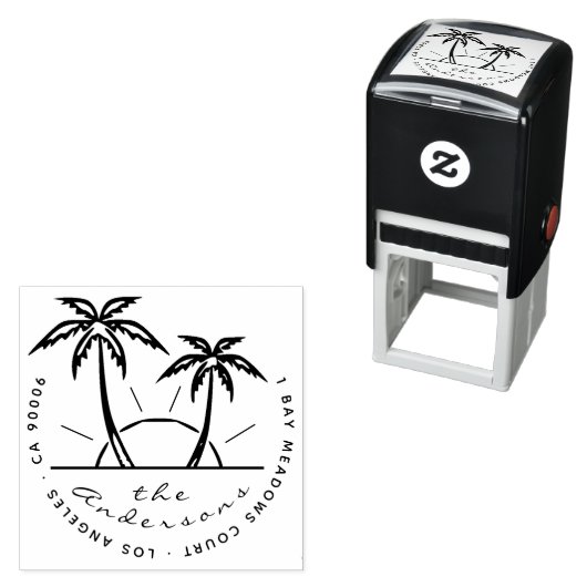Uniek modern Tropisch palmretouradres Zelfinktende Stempel (In situ)