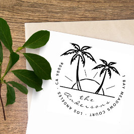 Uniek modern Tropisch palmretouradres Zelfinktende Stempel
