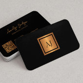 Uniek modern vet monogram QR code goud zwart Visitekaartje