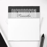 Uniek Modern Zwart Grijs Wit Geometrisch Script Notitieblok<br><div class="desc">Chique en modern gepersonaliseerd zwart,  grijs en wit minimalistisch geometrisch ontwerp script notitieblok. Vervang de gegevens door uw eigen gegevens.</div>