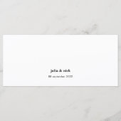 Uniek Modern Zwart Wit Horizontaal Bruiloft Menu (Achterkant)