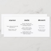 Uniek Modern Zwart Wit Horizontaal Bruiloft Menu (Voorkant / Achterkant)