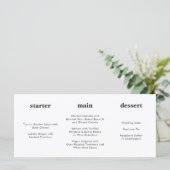 Uniek Modern Zwart Wit Horizontaal Bruiloft Menu (Staand voorkant)