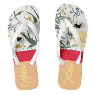 Uniek monogram cadeau l Kleurrijke botanische Tren Teenslippers