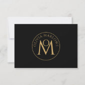 Uniek Monogram Logo Goud Zwarte Naam Notecard Notitiekaartje (Voorkant)