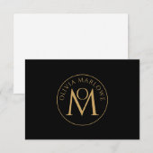 Uniek Monogram Logo Goud Zwarte Naam Notecard Notitiekaartje (Voorkant / Achterkant)