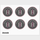 Uniek monogram Logo Roos en roze envelopzegel Ronde Sticker (Vel)