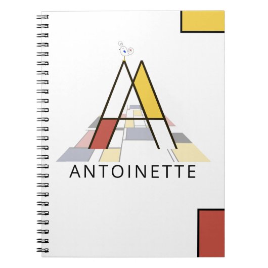 Uniek monogram neoplasticisme Style. Brief A Notitieboek (Voorkant)
