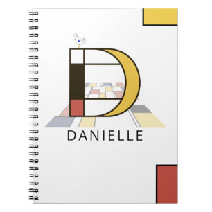 Uniek monogram neoplasticisme Style. Brief D Notitieboek
