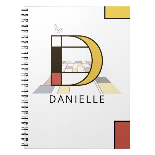 Uniek monogram neoplasticisme Style. Brief D Notitieboek (Voorkant)