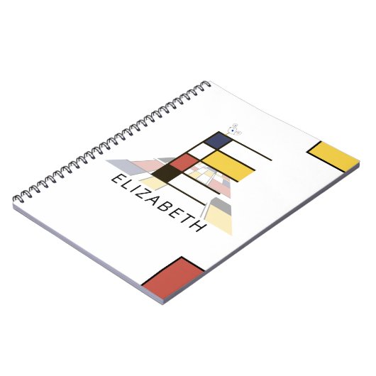 Uniek monogram neoplasticisme Style. Brief E Notitieboek (Linkerzijde)